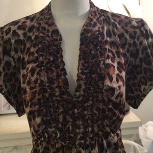 ON SALE NOW, BUNDLE FOR BIGGER SAVINGS Animal Print Ruffled Blouse Size 2X